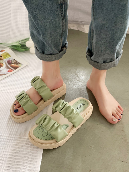 Ikdienas sieviešu čības ar ādas lencēm - trīs krāsas