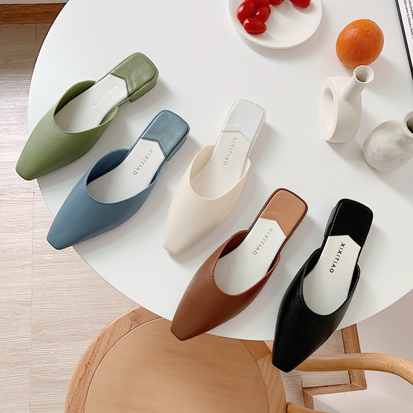 Papuci de dama din piele model simplu