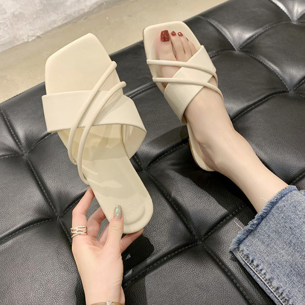 Papuci casual din piele ecologica pentru femei cu talpa plata