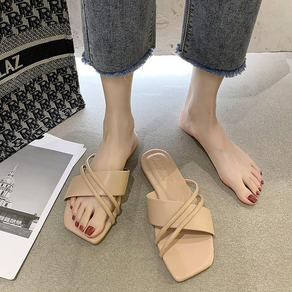 Papuci casual din piele ecologica pentru femei cu talpa plata