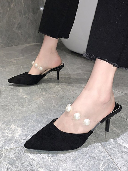 Jauns sieviešu čību modelis ar pērlēm un papēdi 6 cm