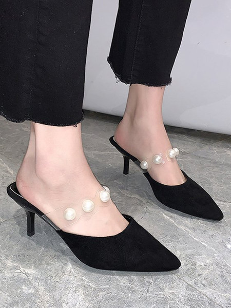 Jauns sieviešu čību modelis ar pērlēm un papēdi 6 cm