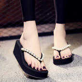 Sieviešu čības starp pirkstiem ar pērlēm - 3 vai 6 cm platforma