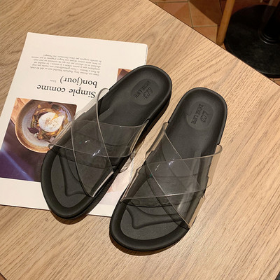 Papuci de dama actuali cu bretele incolore din silicon