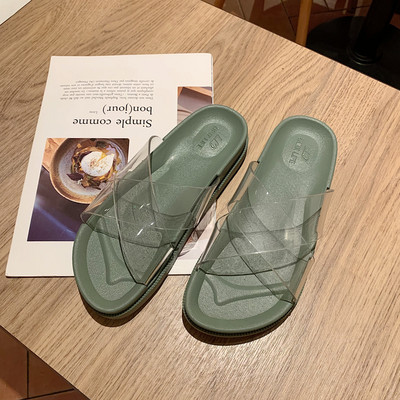 Papuci de dama actuali cu bretele incolore din silicon