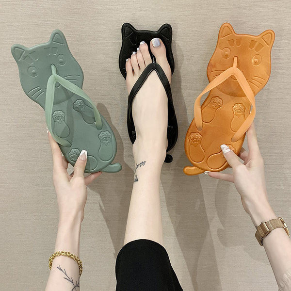Flip-flops de damă din cauciuc în formă de pisică