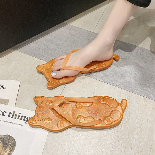 Flip-flops de damă din cauciuc în formă de pisică