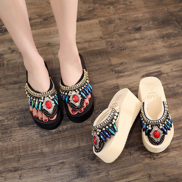 Sieviešu ikdienas čības ar krāsainiem akmeņiem divās krāsās