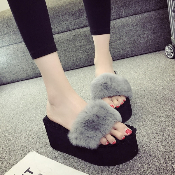 Papuci de vara dama cu puf si talpa de 3 cm sau 6 cm