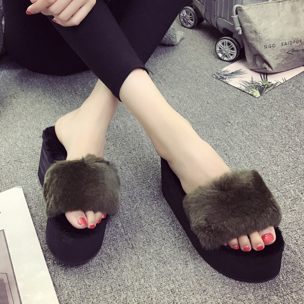 Papuci de vara dama cu puf si talpa de 3 cm sau 6 cm