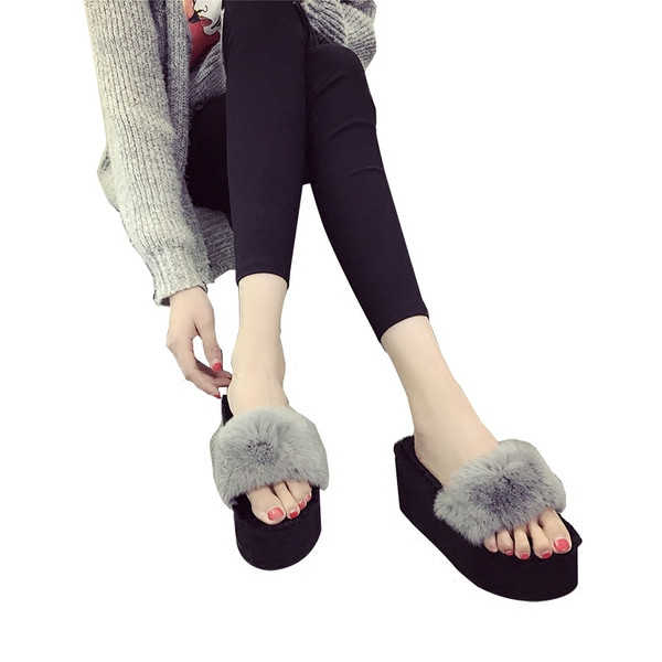 Papuci de vara dama cu puf si talpa de 3 cm sau 6 cm