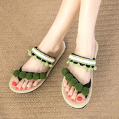 Papuci casual dama cu elemente 3D si talpa plata