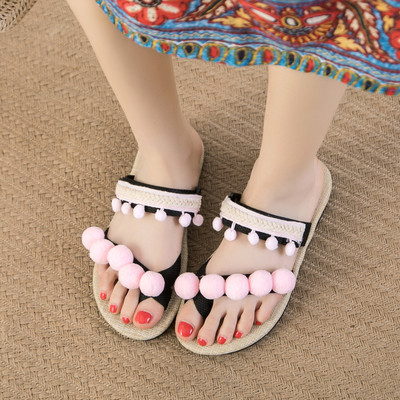 Papuci casual dama cu elemente 3D si talpa plata