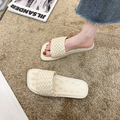 Papuci casual din imitatie de piele cu talpa plata