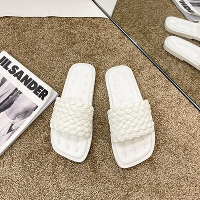 Papuci casual din imitatie de piele cu talpa plata