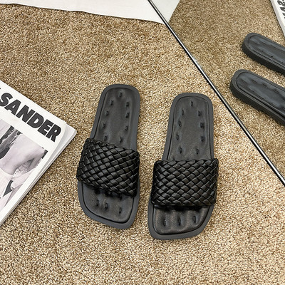 Papuci casual din imitatie de piele cu talpa plata