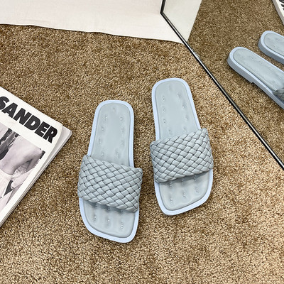 Papuci casual din imitatie de piele cu talpa plata