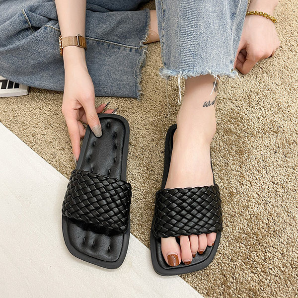 Papuci casual din imitatie de piele cu talpa plata