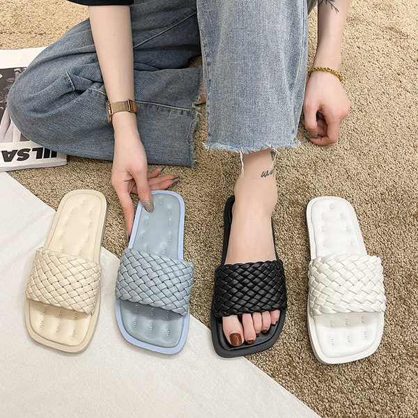 Papuci casual din imitatie de piele cu talpa plata