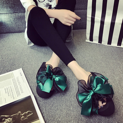 Papuci moderni de dama cu panglica si talpa inaltime 3 cm sau 6 cm