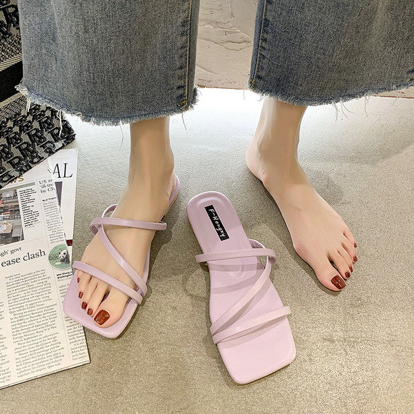 Nou model de papuci de vara cu bretele subtiri din piele ecologica