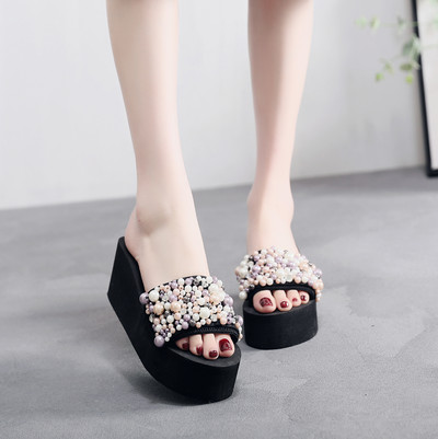 Sieviešu čības ar pērlēm un platformu vairākās krāsās