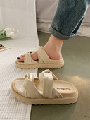 Papuci casual de dama din piele ecologica cu talpa de 4,5 cm