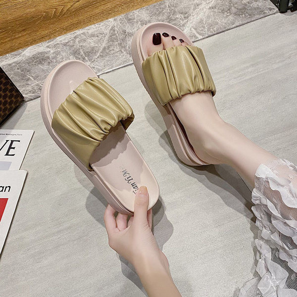 Papuci casual din piele ecologica cu platforma - model nou