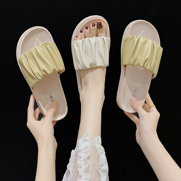 Papuci casual din piele ecologica cu platforma - model nou