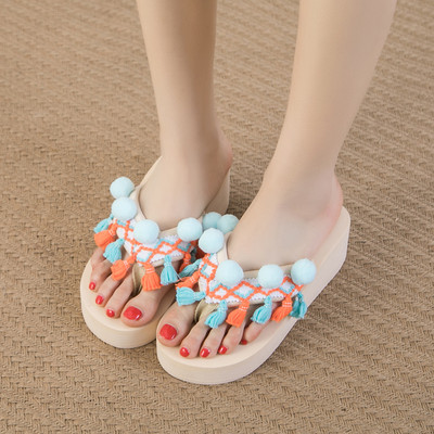 Papuci dama cu elemente 3D si platforma 5 cm