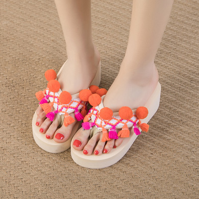 Papuci dama cu elemente 3D si platforma 5 cm