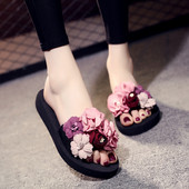 Papuci de dama cu flori si talpa de 3 cm sau 6 cm