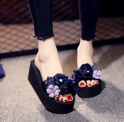 Papuci de dama cu flori si talpa de 3 cm sau 6 cm