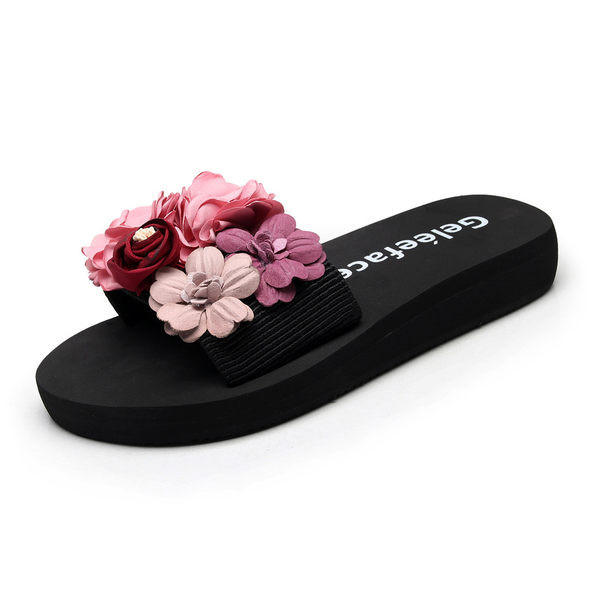 Papuci de dama cu flori si talpa de 3 cm sau 6 cm