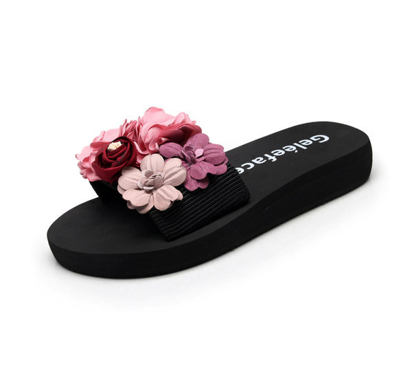 Papuci casual dama cu element 3D si talpa plata in mai multe culori