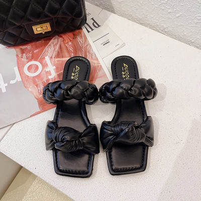 Papuci casual de dama din piele cu talpa plata