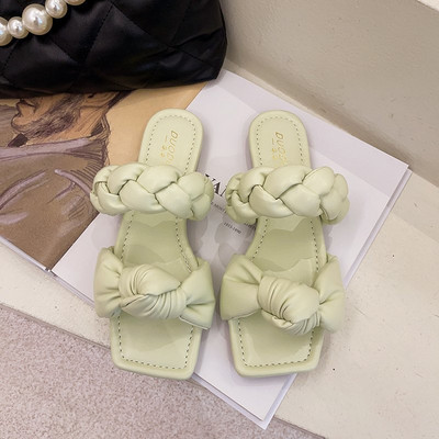 Papuci casual de dama din piele cu talpa plata