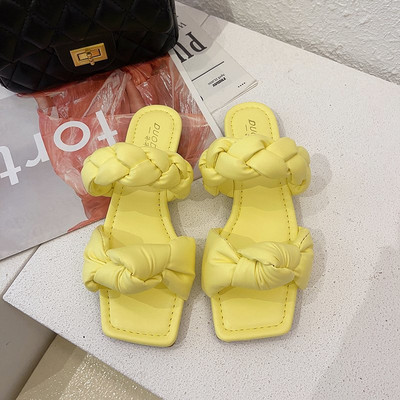 Papuci casual de dama din piele cu talpa plata