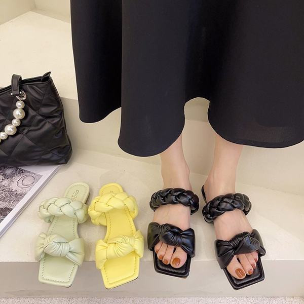 Papuci casual de dama din piele cu talpa plata