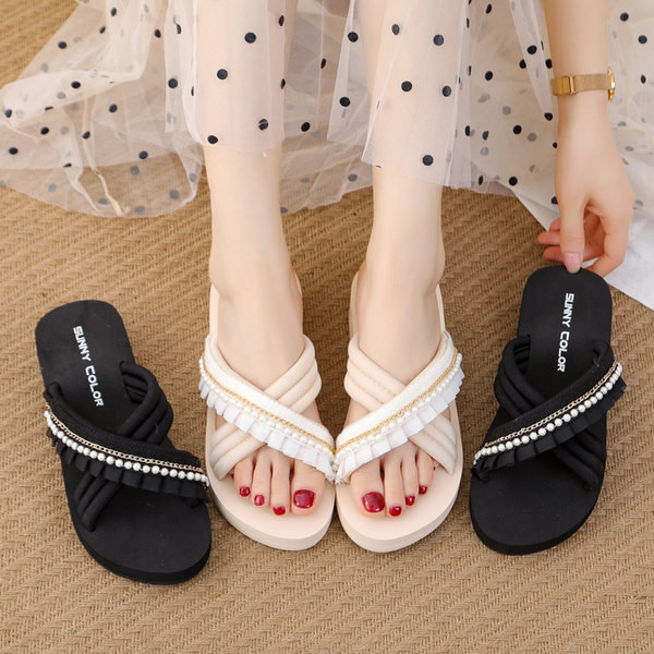 Γυναικείες casual παντόφλες με πέρλες