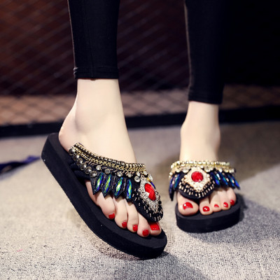 Papuci de dama intre degete cu pietre colorate