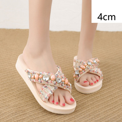 Καθημερινές γυναικείες παντόφλες με χάντρες και πέτρες