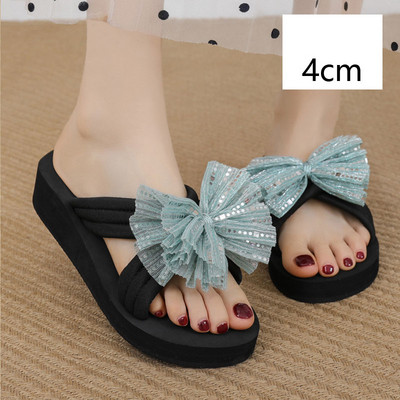 Παντόφλες μοντέρνες γυναικείες με κορδέλα και επίπεδη σόλα