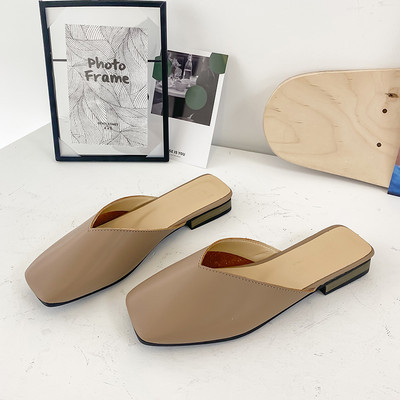 Papuci dama inchisi patrati din piele ecologica