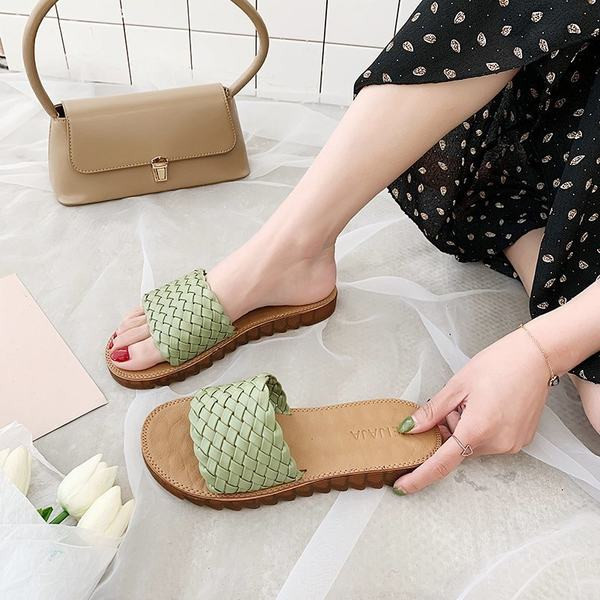 Papuci de dama in trei culori cu talpa plata