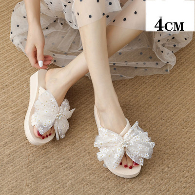 Papuci casual dama cu panglica si perle