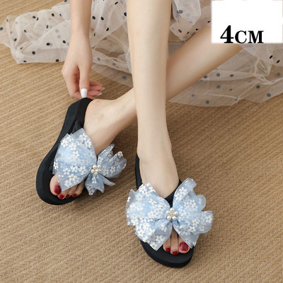 Papuci casual dama cu panglica si perle