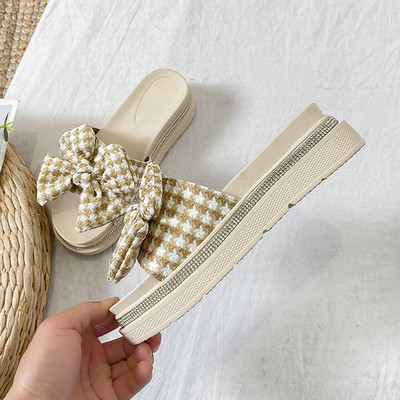 Papuci moderni cu platforma si panglica textila