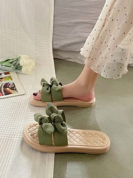 Papuci dama cu panglica in trei culori