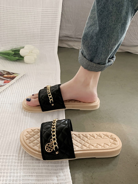 Model nou de papuci de dama cu lant metalic in doua culori